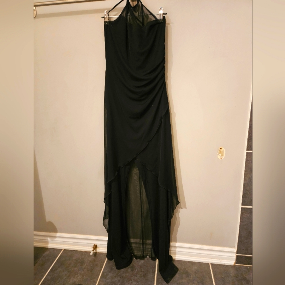 CHARLOTTE RUSSE Vintage Sheer Black Draped Jumpsuit